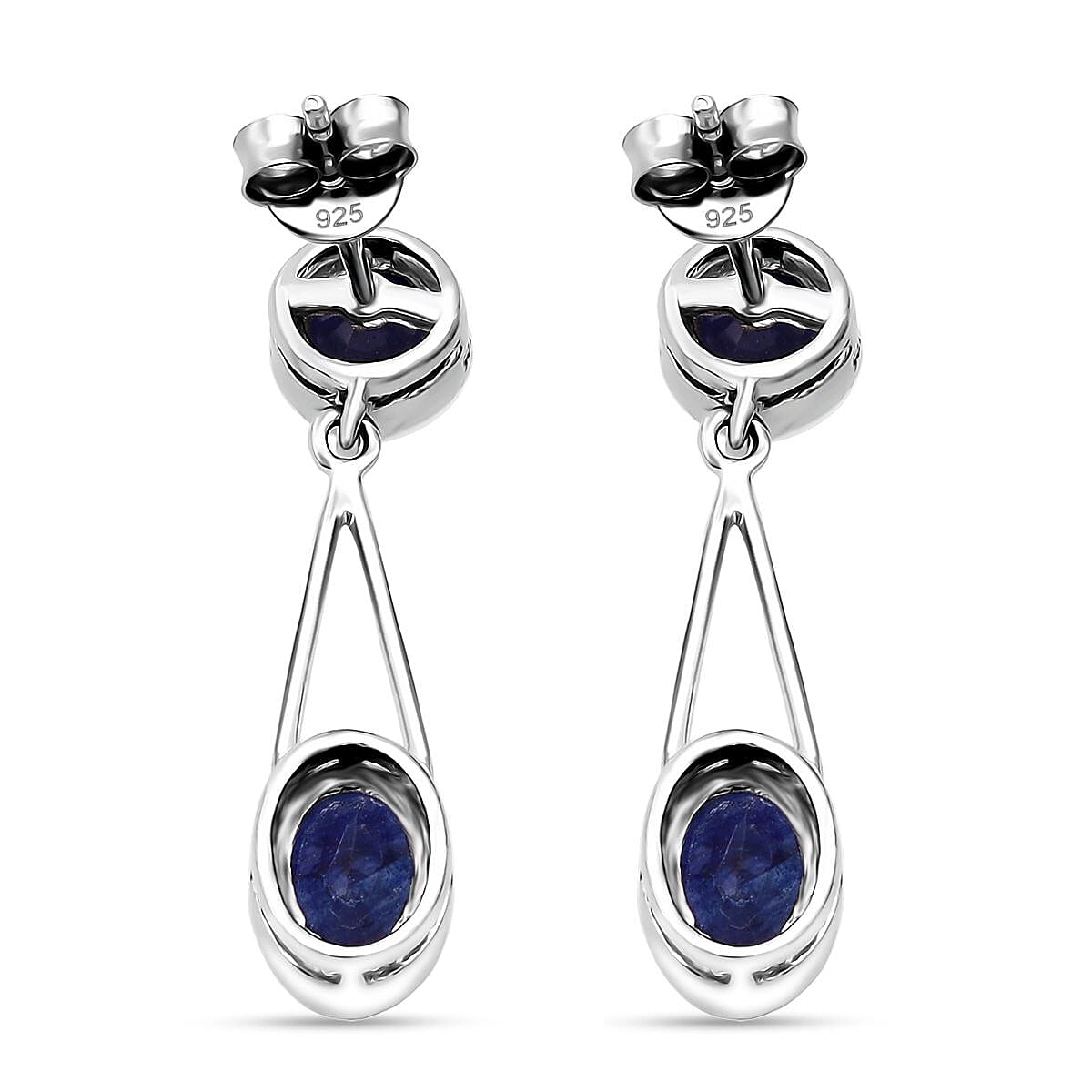 D'Joy Masoala Sapphire Earring in Rhodium Overlay Sterling Silver 4.17 Ct.