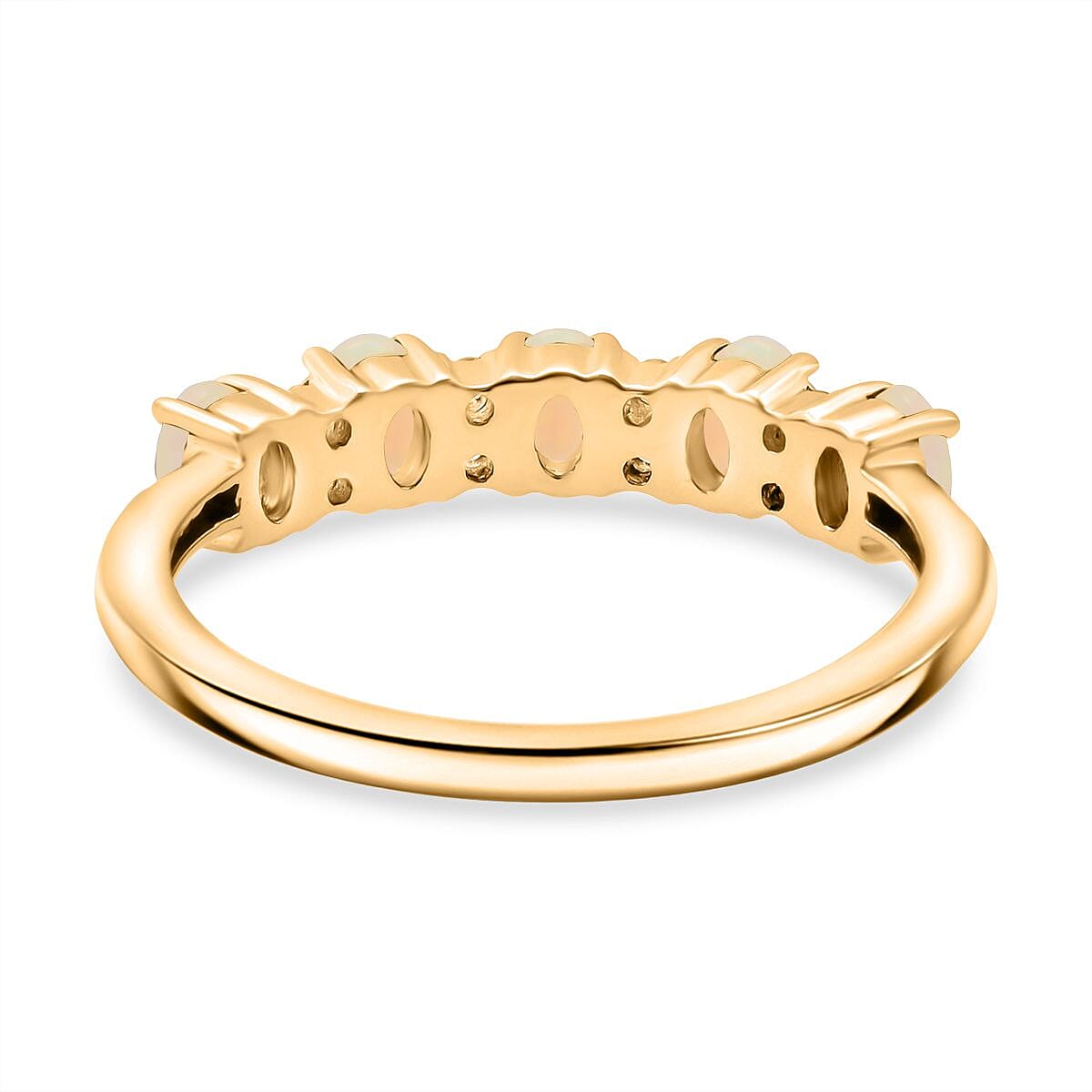 D'Joy Ethiopian Opal & White Zircon Ring in Yellow Gold Plated Sterling Silver