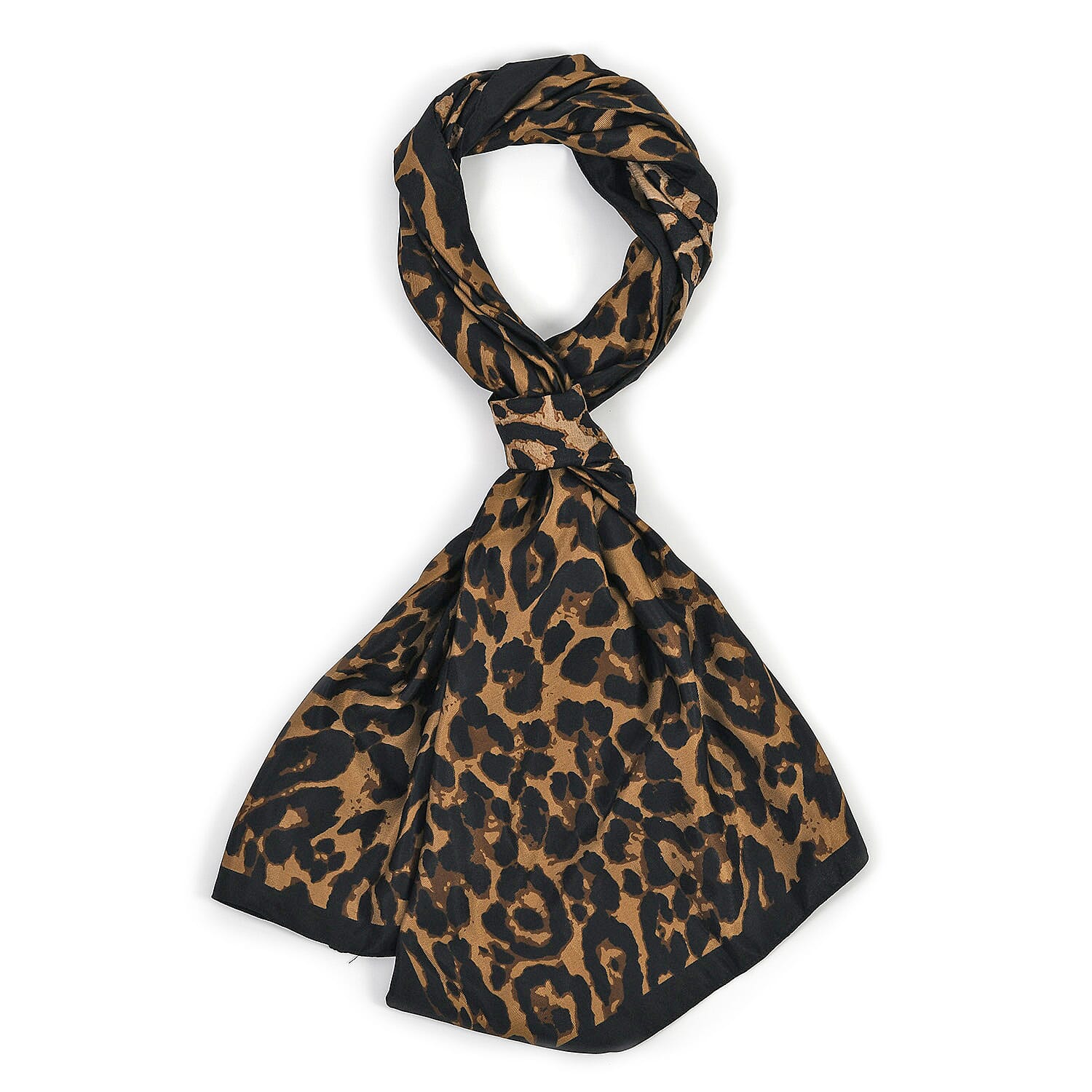 Super Soft Oversize Satin Leopard Embroidery Scarf (180 x 80 cm) - Yellow
