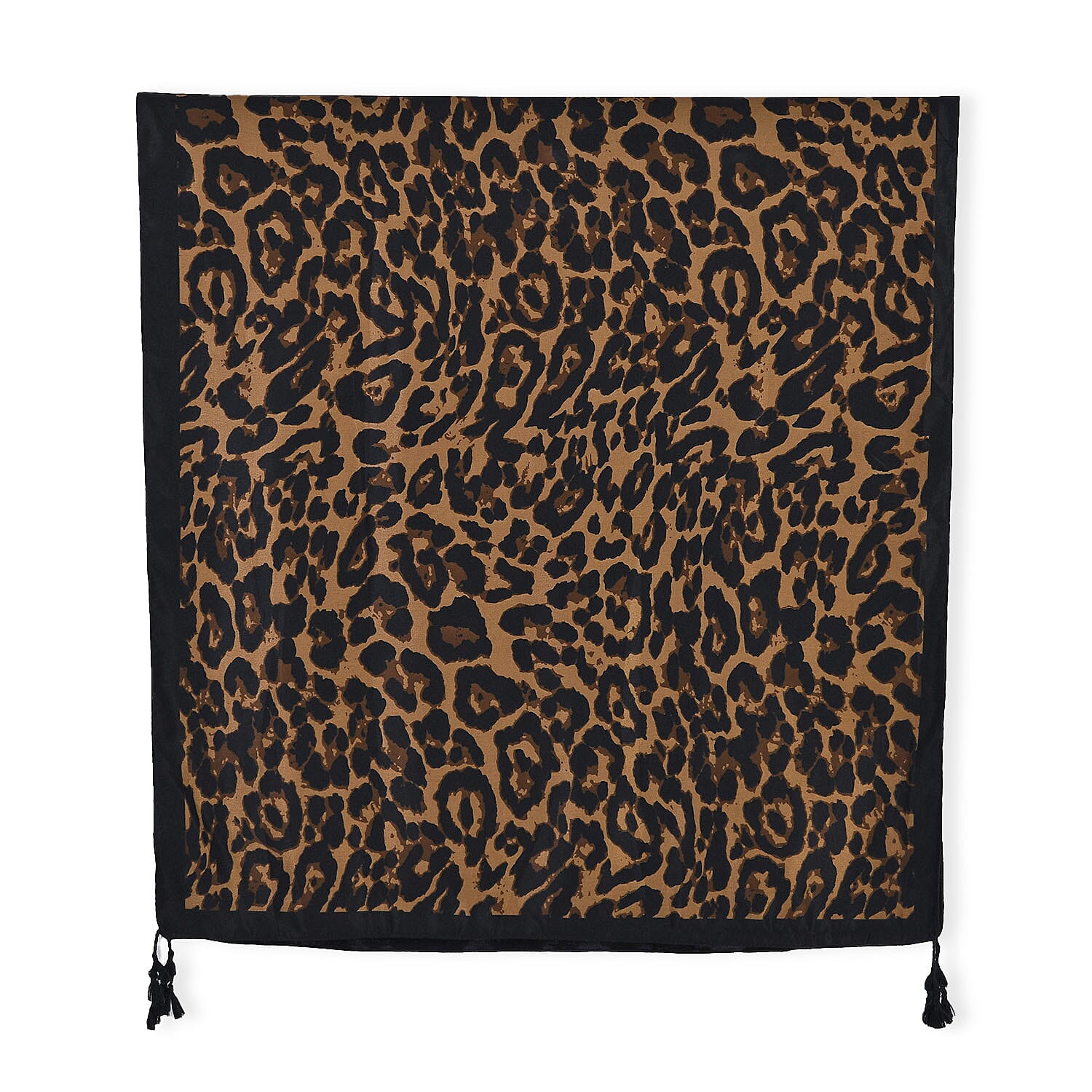 Super Soft Oversize Satin Leopard Embroidery Scarf (180 x 80 cm) - Yellow