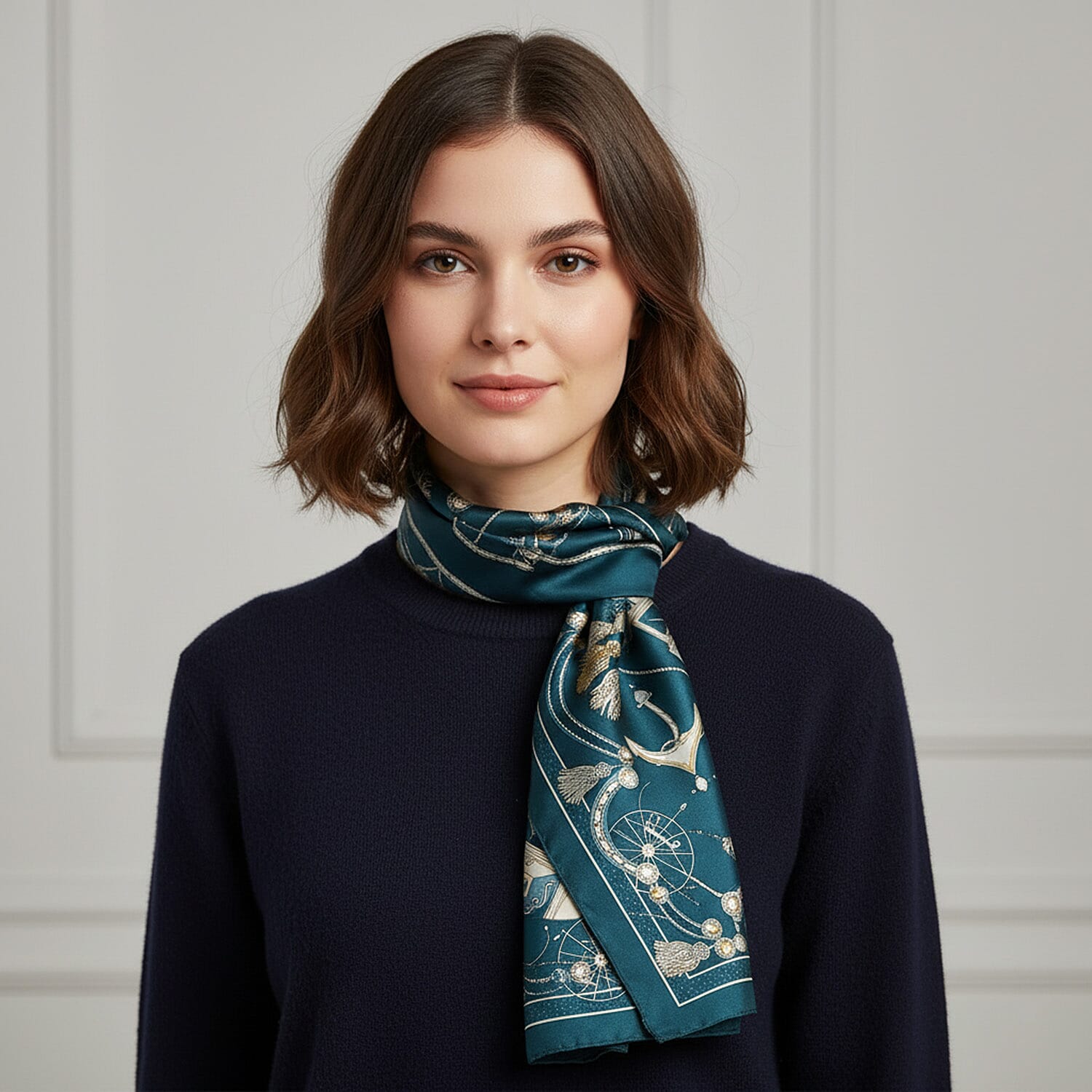 Super Soft Oversize Satin Scarf (180 x 80 cm) - Blue