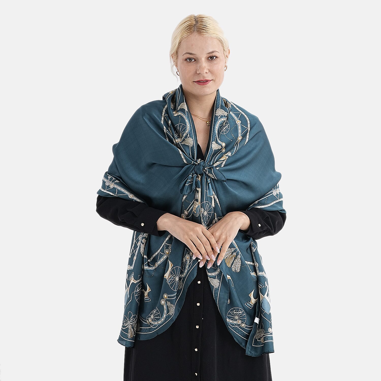 Super Soft Oversize Satin Scarf (180 x 80 cm) - Blue