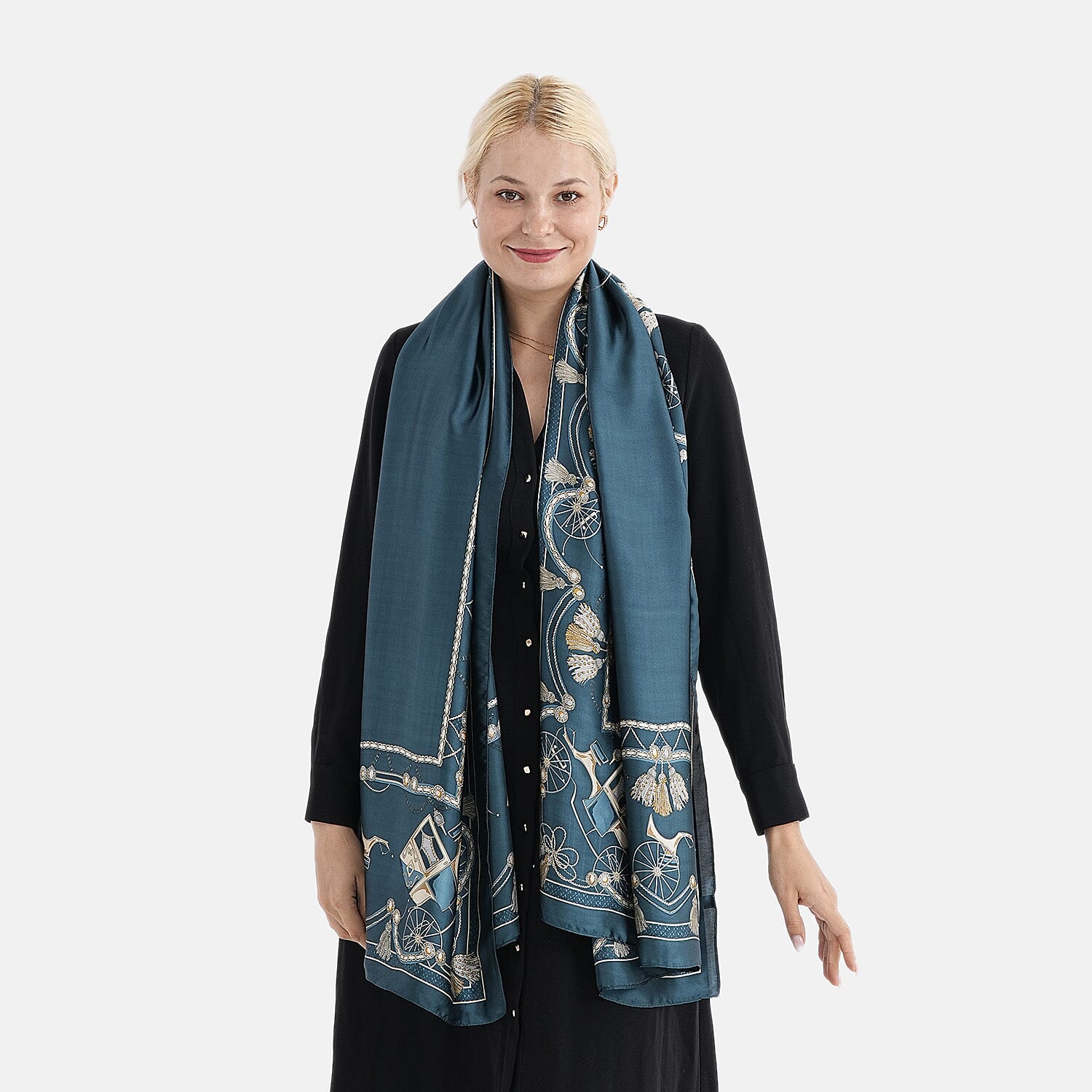 Super Soft Oversize Satin Scarf (180 x 80 cm) - Blue
