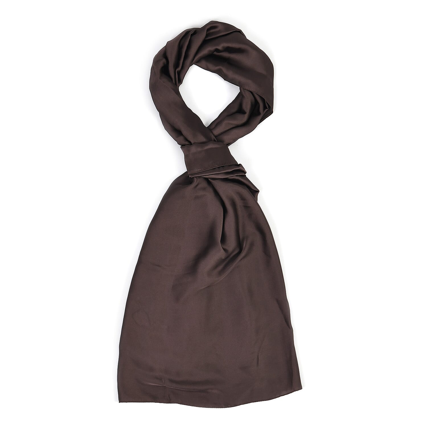 Super Soft Oversize Satin Embroidery Scarf (180 x 80 cm) - Coffee