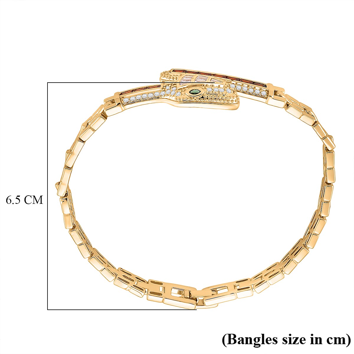 Multi Color Cubic Zirconia Serpentine Bracelet (Size - 7.5) in Yellow Gold Tone 3.50 Ct.
