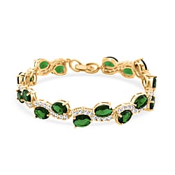 White Cubic Zirconia & Green Crystal Bracelet (Size - 7.5) in Yellow Gold Tone 2.00 Ct.