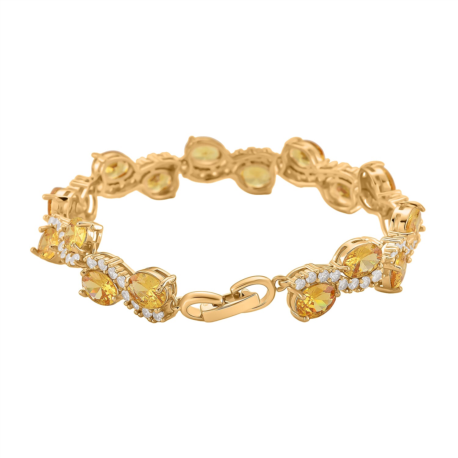 White Cubic Zirconia & Yellow Cubic Zirconia Bracelet (Size - 7.5) in Yellow Gold Tone 11.00 Ct.
