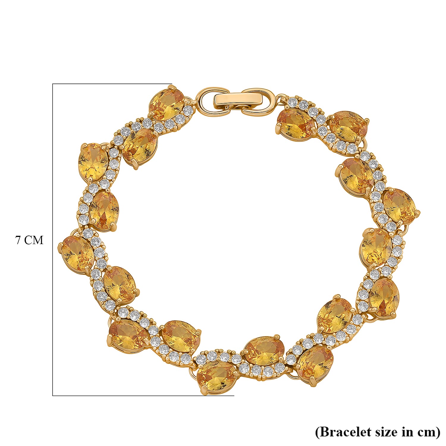 White Cubic Zirconia & Yellow Cubic Zirconia Bracelet (Size - 7.5) in Yellow Gold Tone 11.00 Ct.