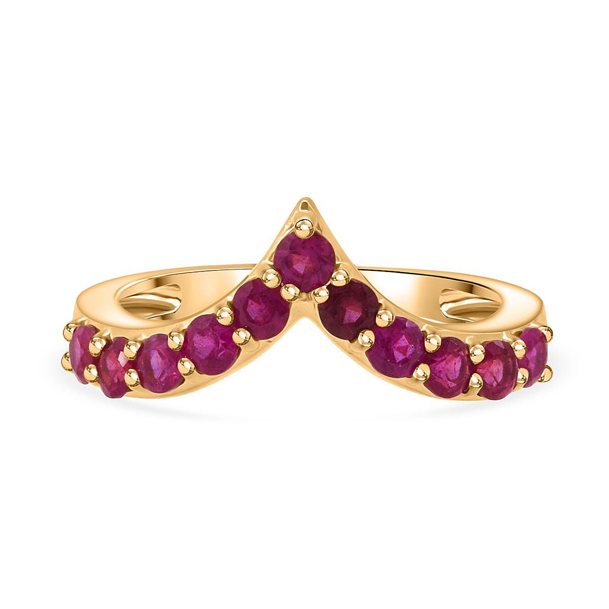 D'Joy African Ruby Ring in Yellow Gold Plated Sterling Silver