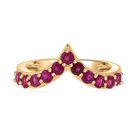 D'Joy African Ruby Ring in Yellow Gold Plated Sterling Silver