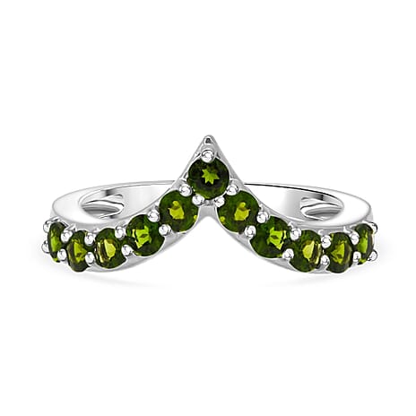 D'Joy Natural Chrome Diopside Ring in Rhodium Overlay Sterling Silver 1.05 Ct.
