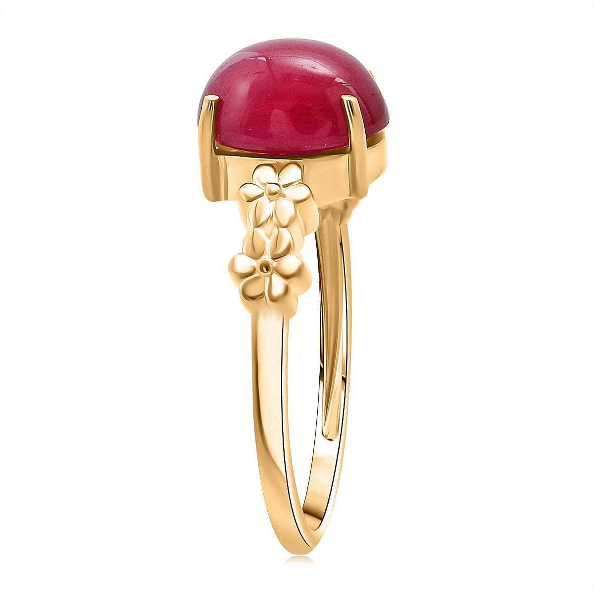 D'Joy African Ruby Ring in Yellow Gold Plated Sterling Silver 4.10 Ct.