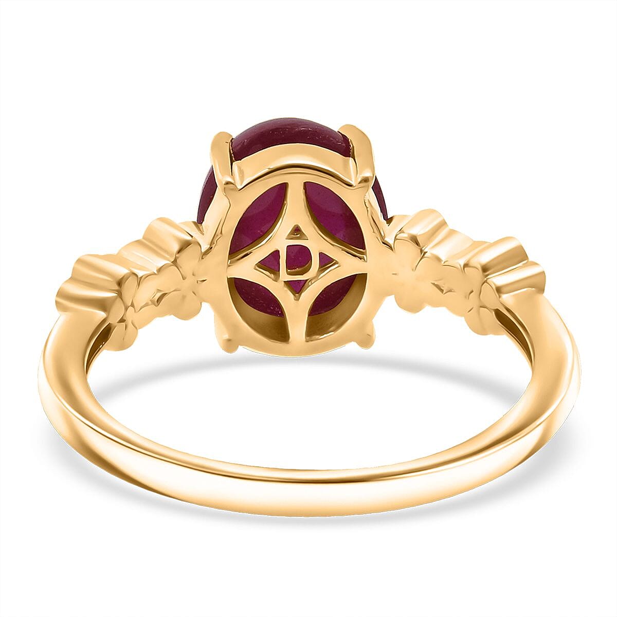 D'Joy African Ruby Ring in Yellow Gold Plated Sterling Silver 4.10 Ct.