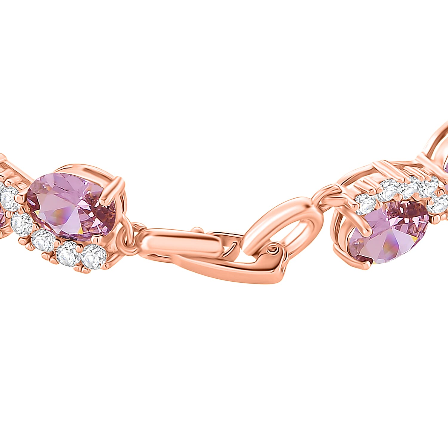 White Cubic Zirconia & Pink Cubic Zirconia Bracelet (Size - 7.5) in Rose Gold Tone 11.00 Ct.