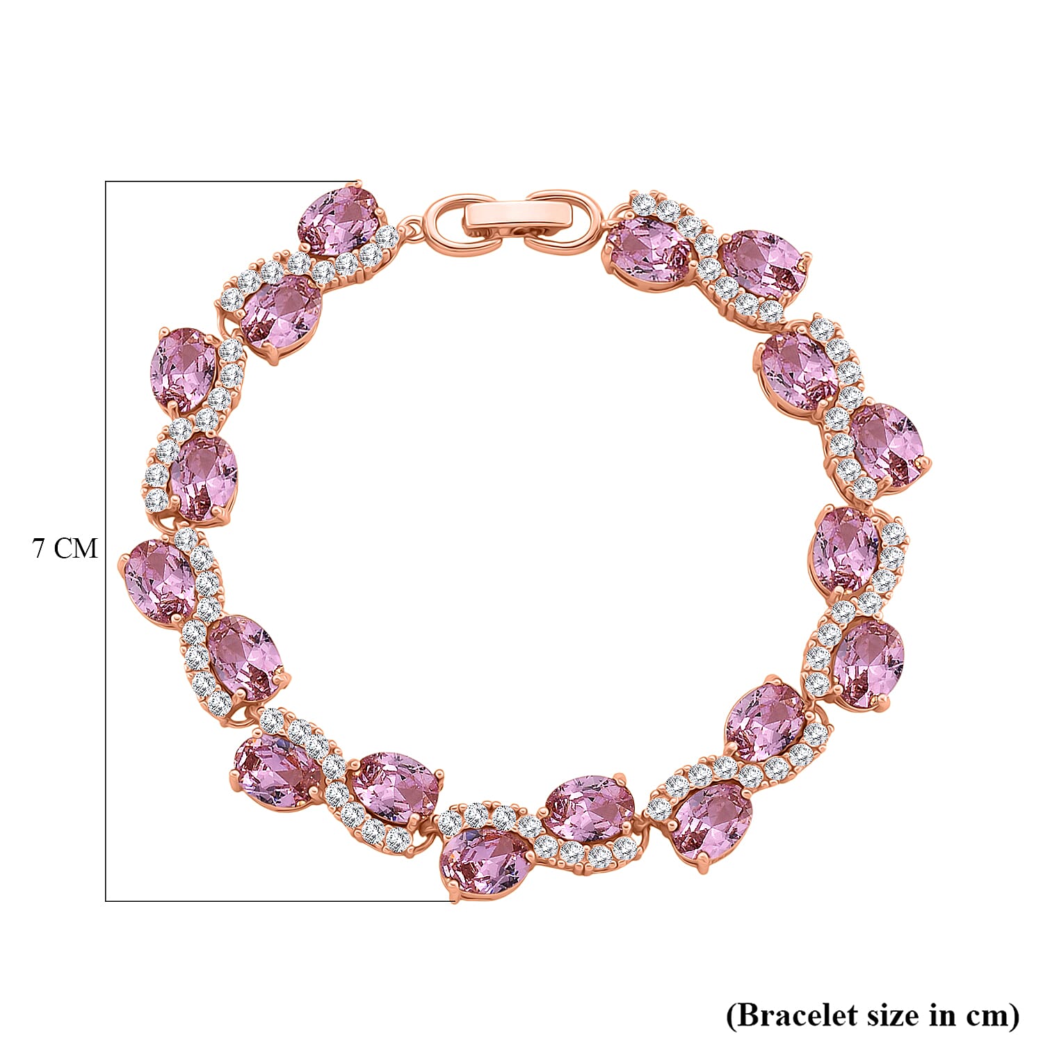 White Cubic Zirconia & Pink Cubic Zirconia Bracelet (Size - 7.5) in Rose Gold Tone 11.00 Ct.