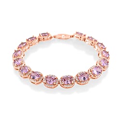 White Cubic Zirconia & Pink Cubic Zirconia Bracelet (Size - 7.5) in Rose Gold Tone 9.50 Ct.