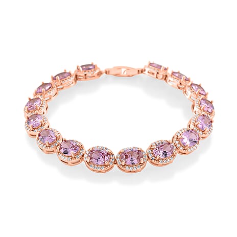 White Cubic Zirconia & Pink Cubic Zirconia Bracelet (Size - 7.5) in Rose Gold Tone 9.50 Ct.