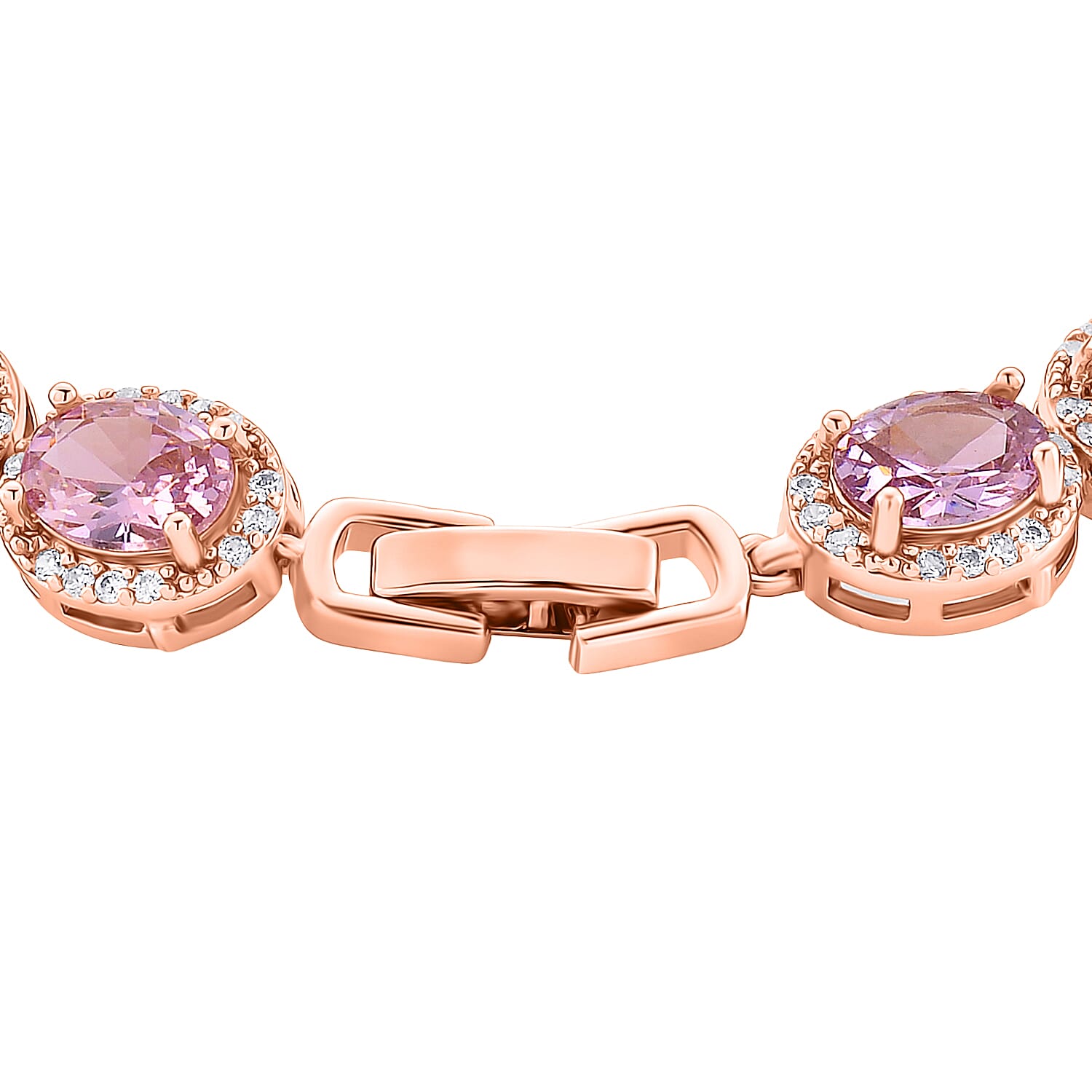 White Cubic Zirconia & Pink Cubic Zirconia Bracelet (Size - 7.5) in Rose Gold Tone 9.50 Ct.
