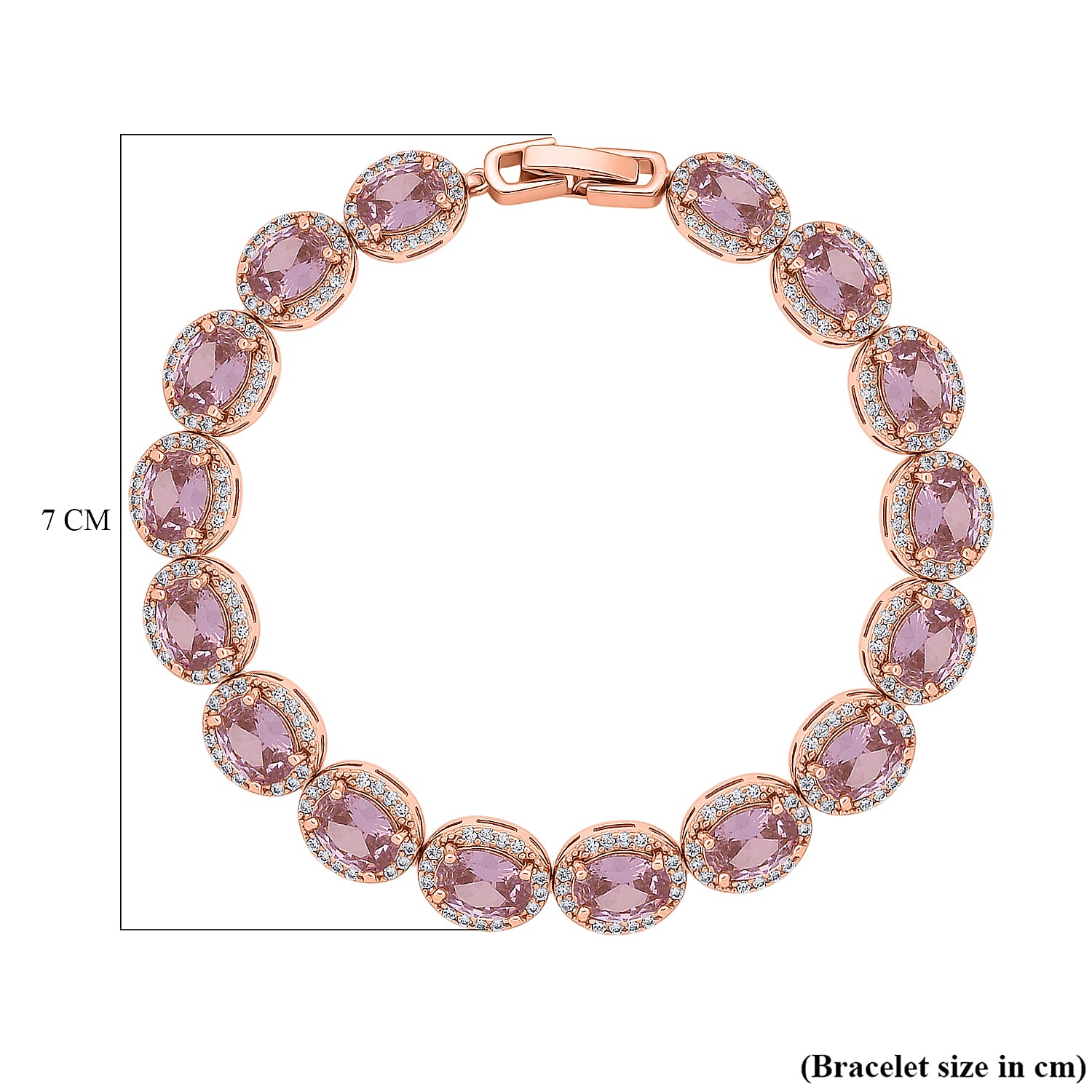 White Cubic Zirconia & Pink Cubic Zirconia Bracelet (Size - 7.5) in Rose Gold Tone 9.50 Ct.
