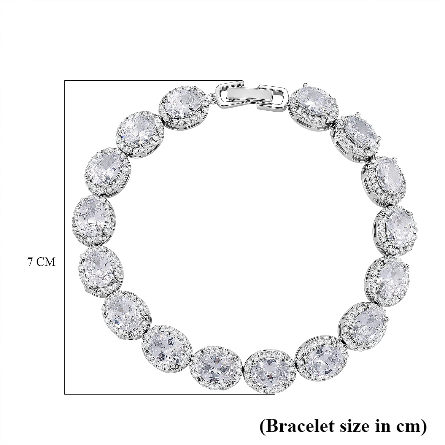 White Cubic Zirconia Bracelet (Size - 7.5) in Silver Tone 9.50 Ct.