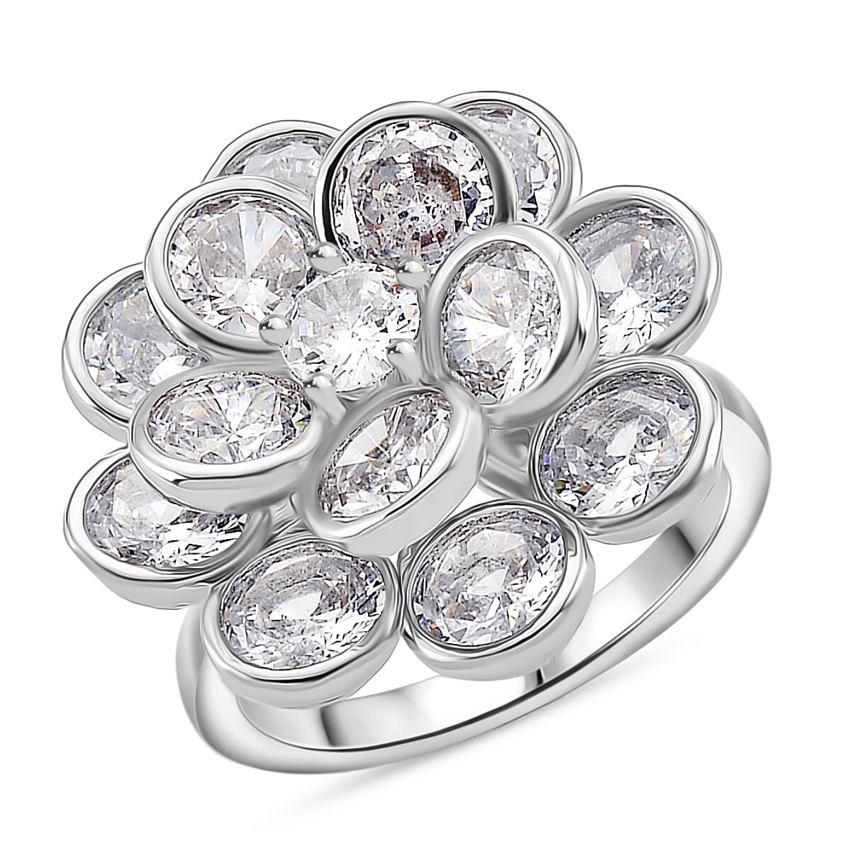 White Cubic Zirconia Spinner Adjustable Ring in Silver Tone 7.00 Ct.