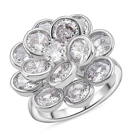 White Cubic Zirconia Spinner Adjustable Ring in Silver Tone 7.00 Ct.