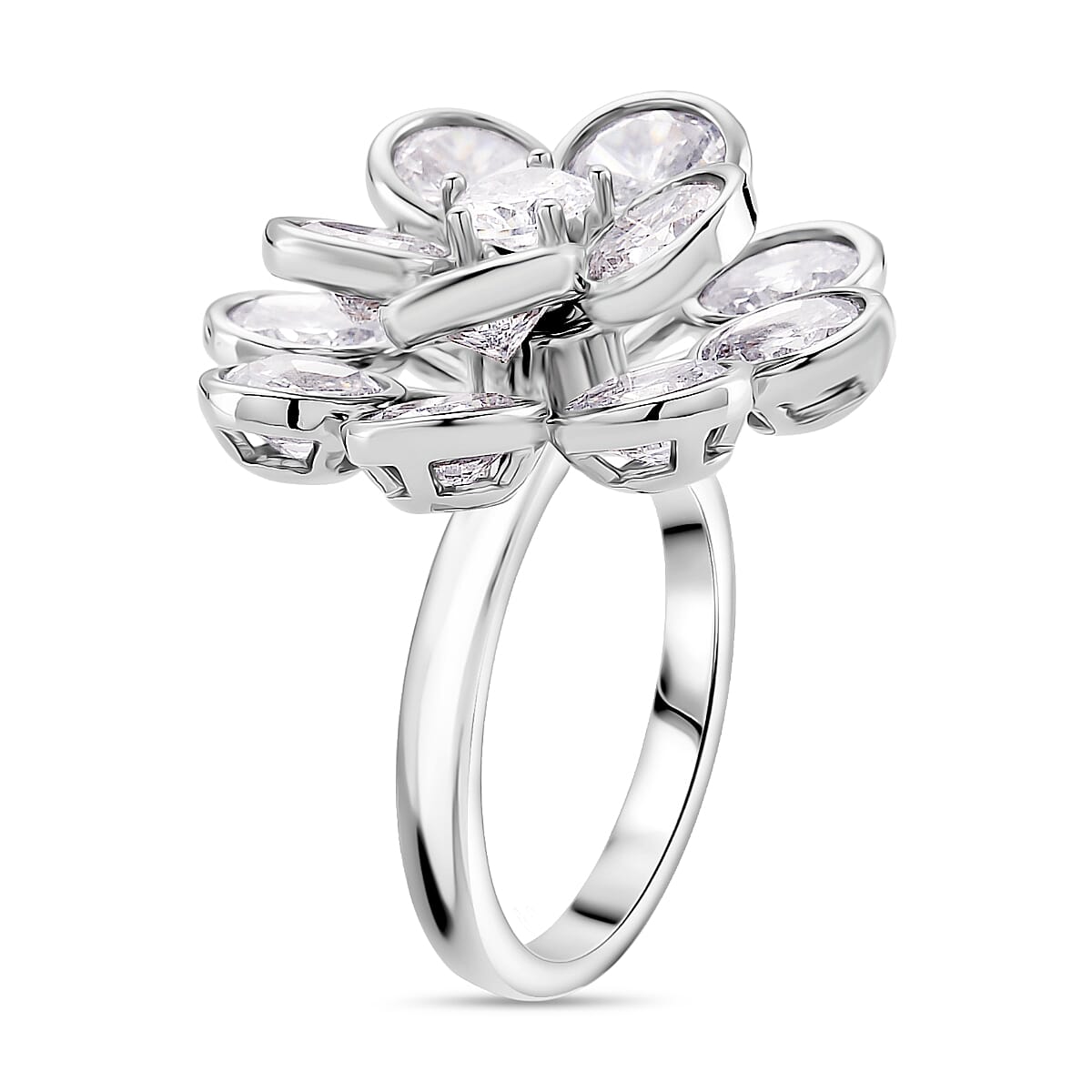 White Cubic Zirconia Spinner Adjustable Ring in Silver Tone 7.00 Ct.