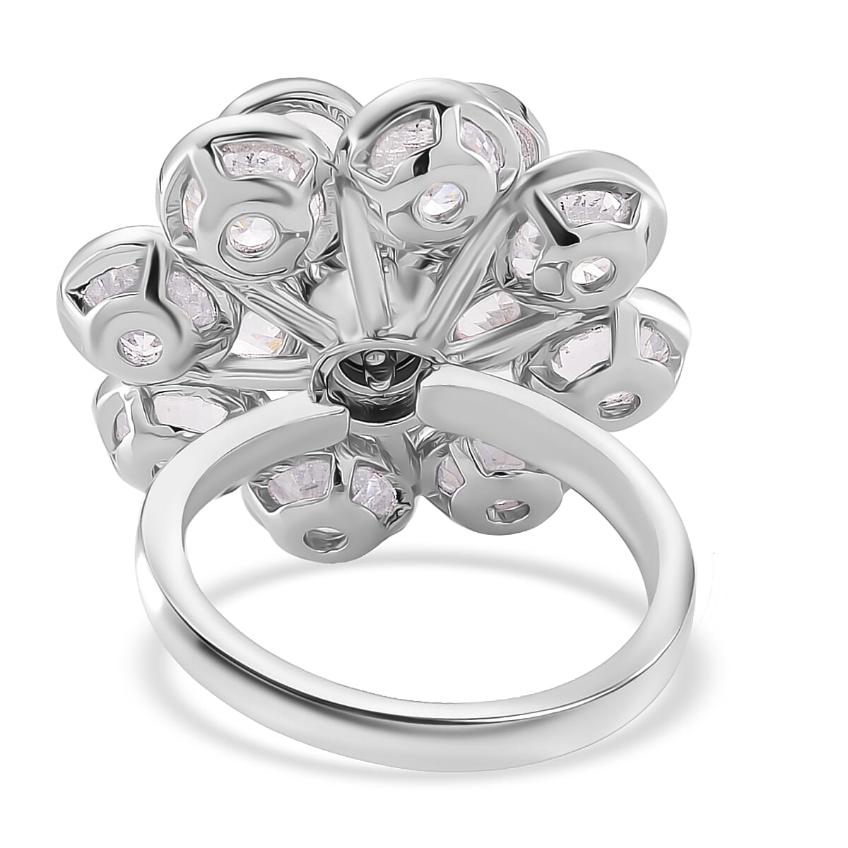 White Cubic Zirconia Spinner Adjustable Ring in Silver Tone 7.00 Ct.