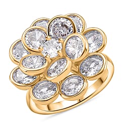 White Cubic Zirconia Spinner Adjustable Ring in Yellow Gold Tone 7.00 Ct.