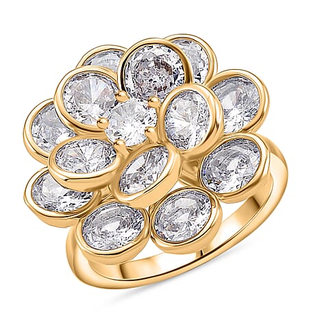 White Cubic Zirconia Spinner Adjustable Ring in Yellow Gold Tone 7.00 Ct.