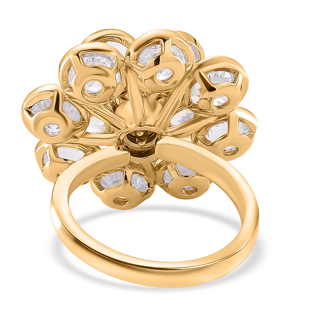 White Cubic Zirconia Spinner Adjustable Ring in Yellow Gold Tone 7.00 Ct.