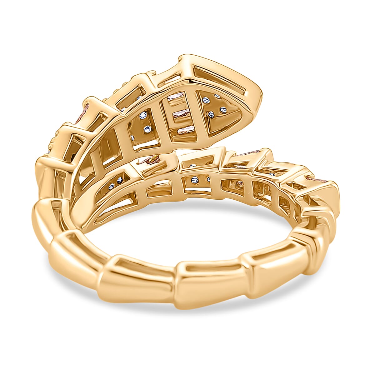 White Cubic Zirconia & Pink Cubic Zirconia Serpentine Ring (Adjustable)