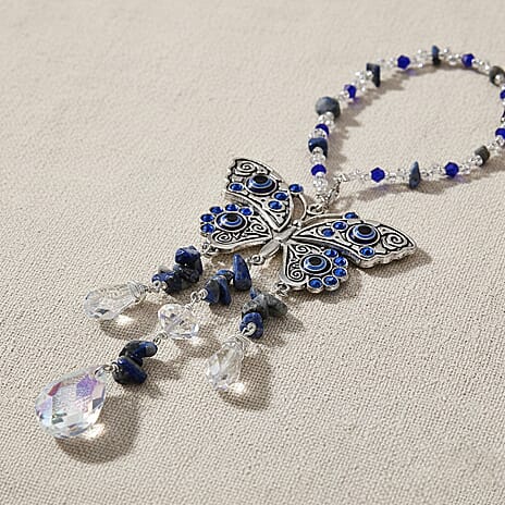 Multi Colour Butterfly Hanging Decoration in Silver Tone