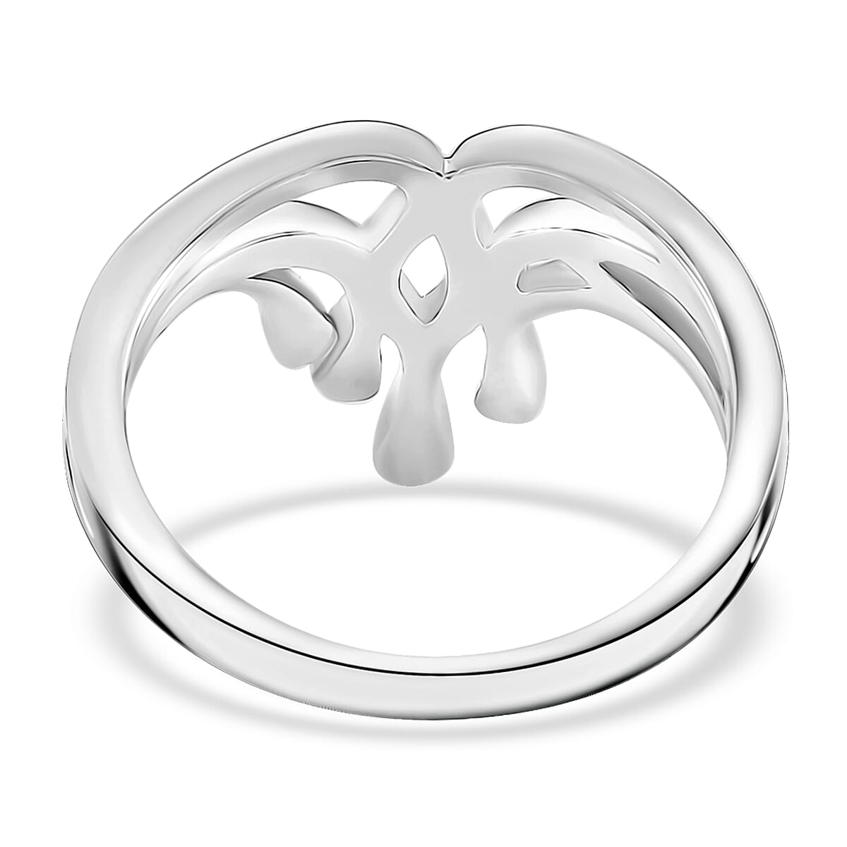 Lucy Q-Drop Collection Rhodium Overlay Sterling Silver Drip Ring, Silver Wt. 4.70 Gms.