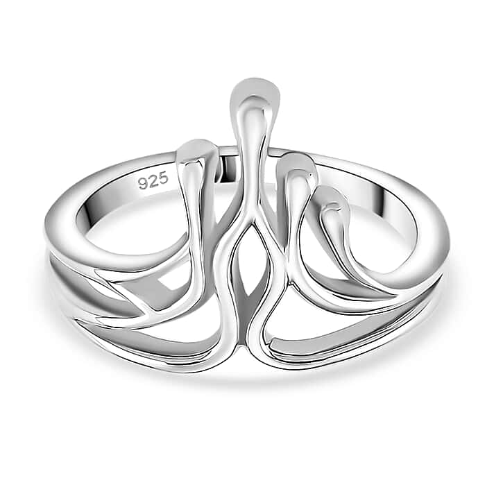 Lucy Q-Drop Collection Rhodium Overlay Sterling Silver Drip Ring, Silver Wt. 4.70 Gms.
