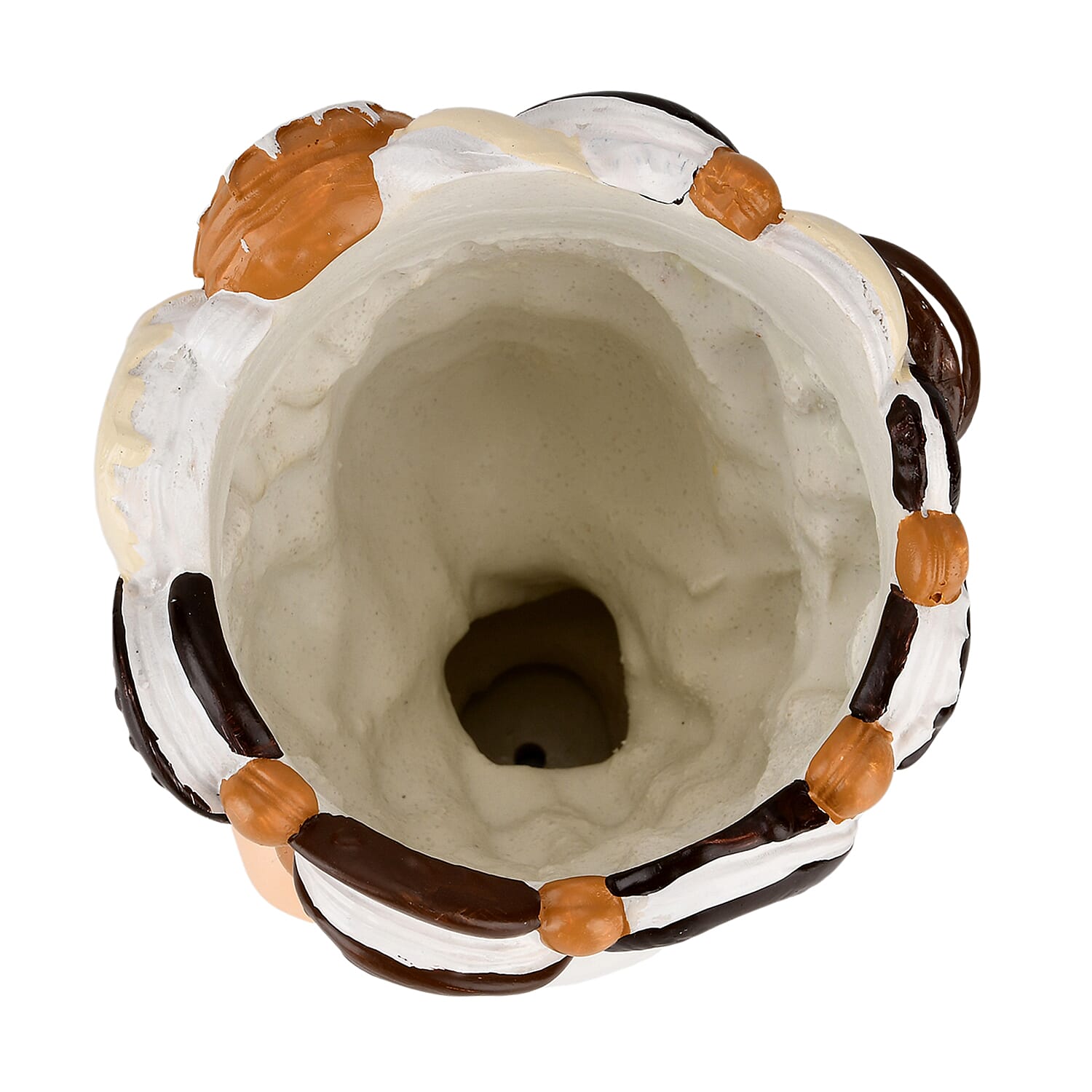 LIVMORE Lady Head Planter with Brown Hair (15 x 15 x 25 cm).