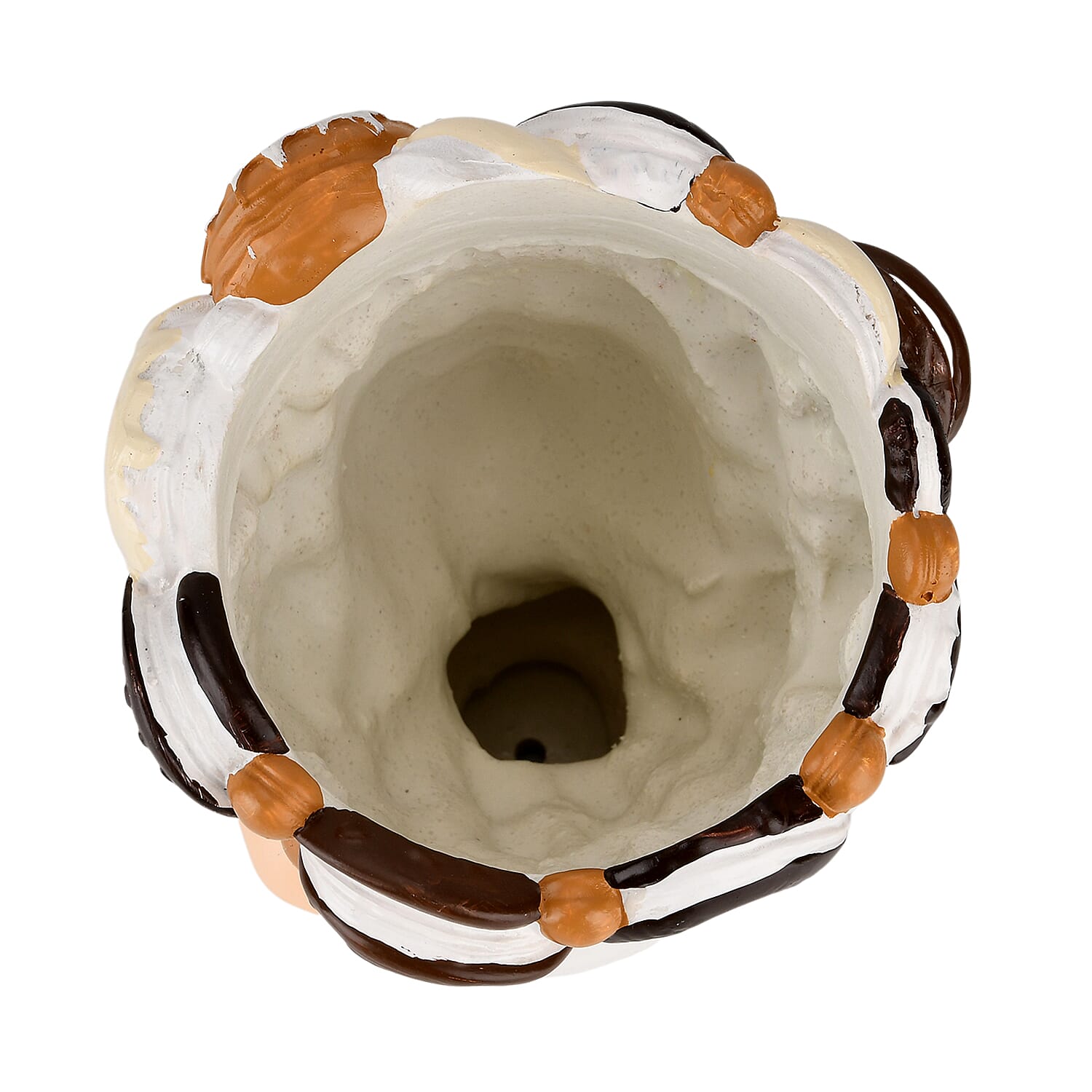 LIVMORE Lady Head Planter with Brown Hair (15 x 15 x 25 cm).