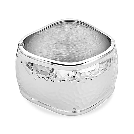 Cuff Bangle (Size 7) in White Gold Plated