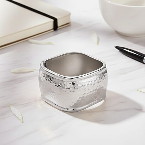 Cuff Bangle (Size 7.5) in White Gold Plated