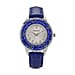 STRADA Murano Style Glass Ring PC21S Japanese Quartz Movt. Steel Plated Watch with White Dial and Blue Leather Strap