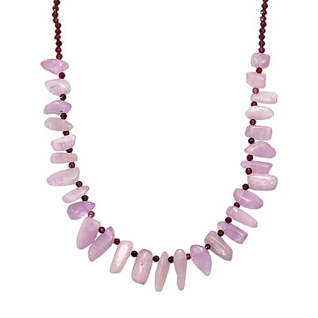 D'Joy Kunzite & Rhodolite Garnet Necklace (Size - 18) in Rhodium Overlay Sterling Silver 123.00 Ct.