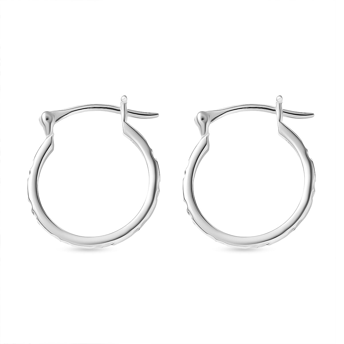 Sterling Silver Diamond Cut Hoop Earrings with Clasp