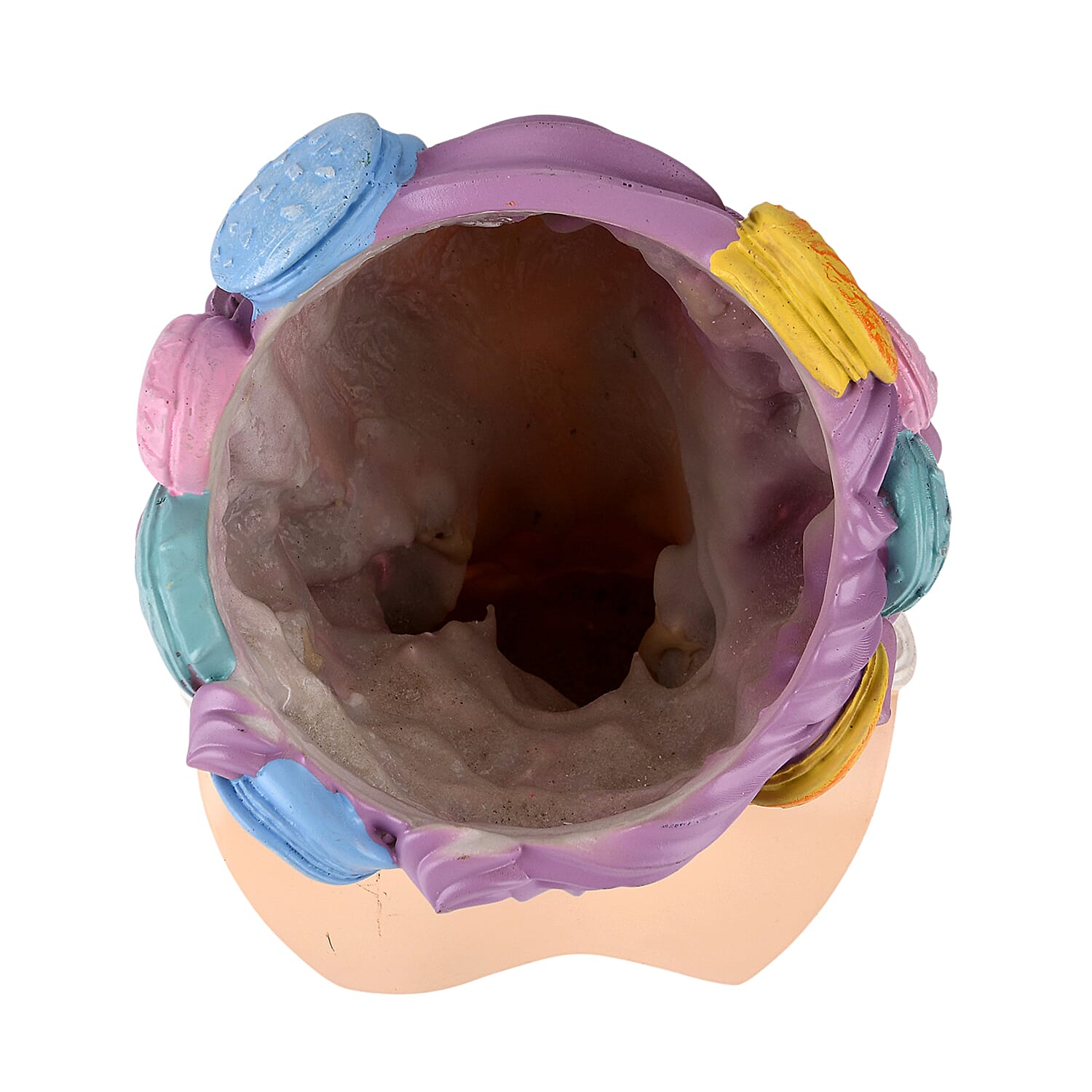 LIVMORE Lady Head Planter with Purple Hair (15 x 15 x 25 cm).