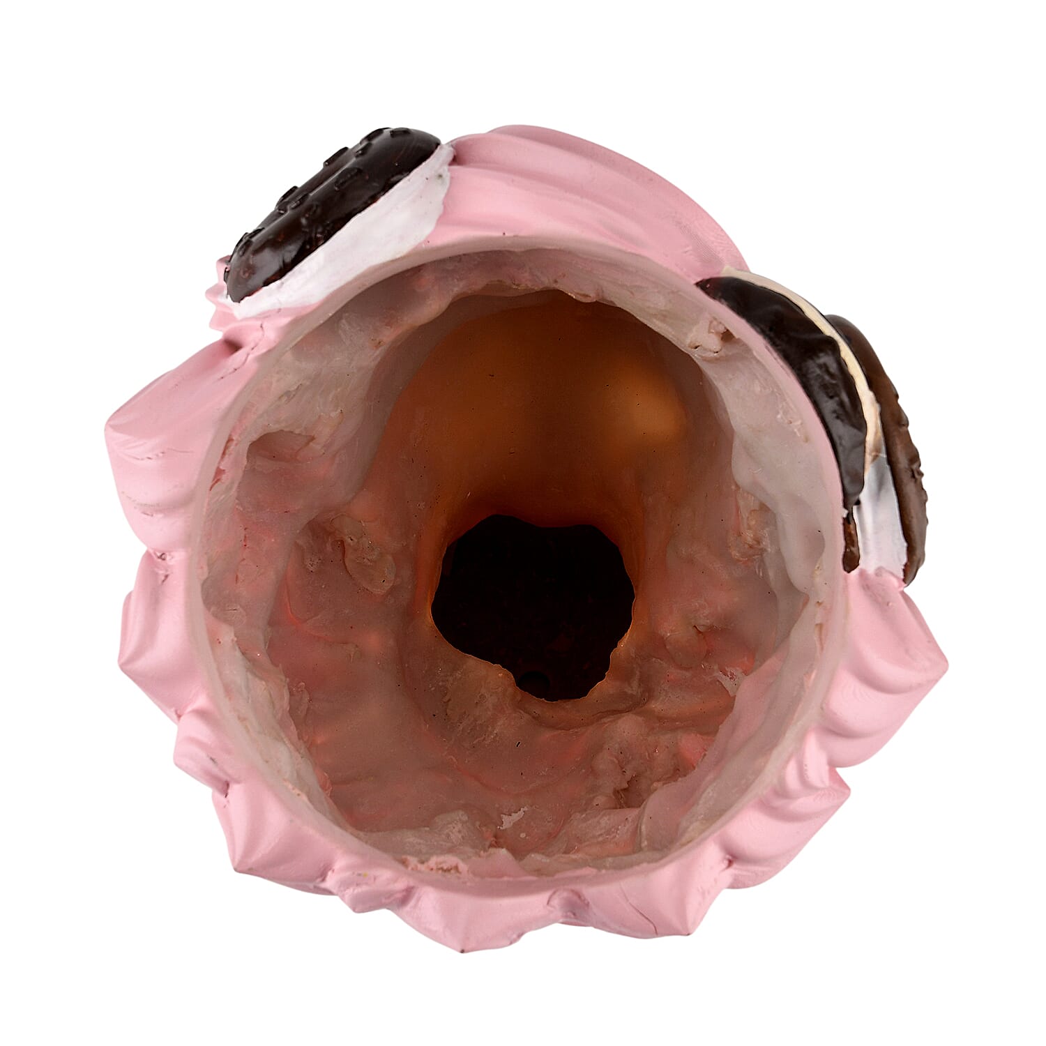 LIVMORE Lady Head Planter with Pink Hair (15 x 15 x 25 cm).