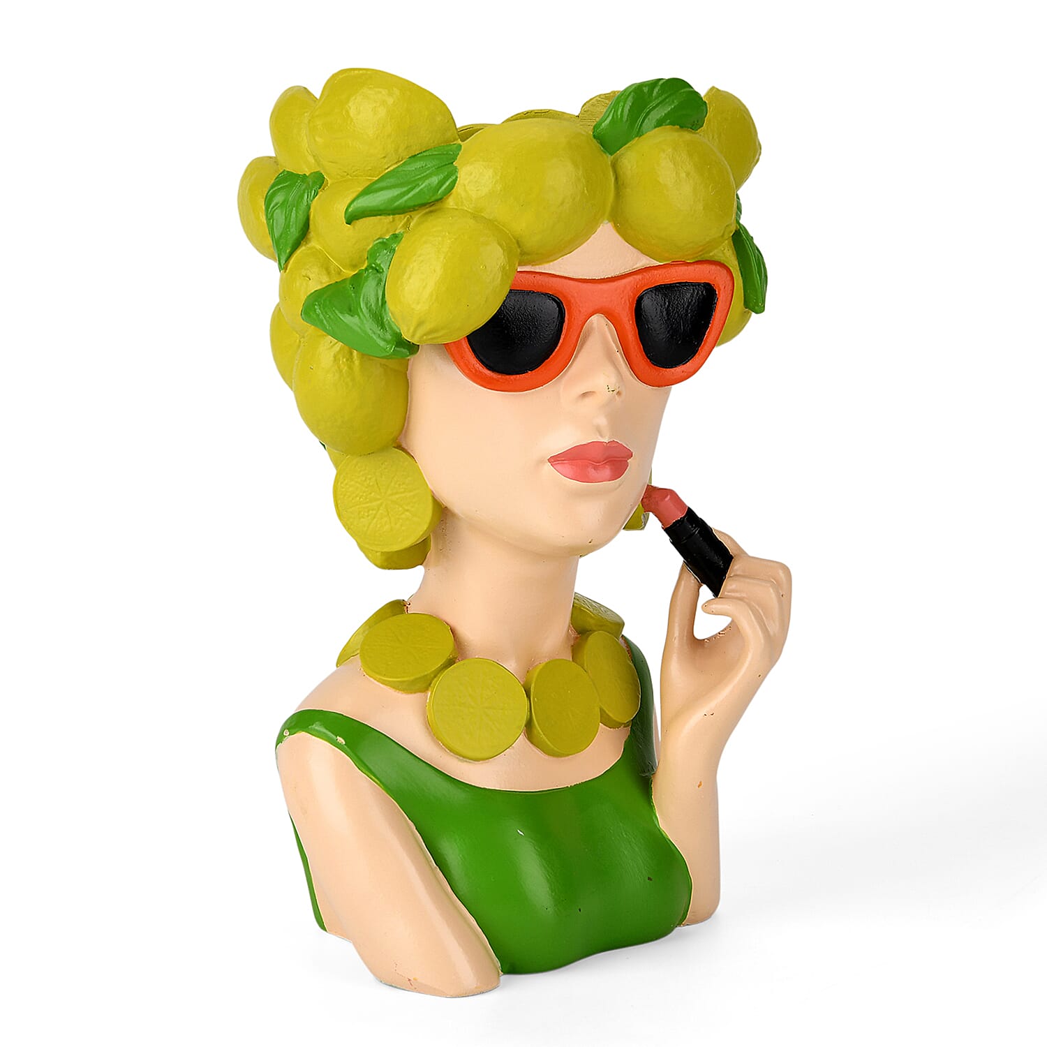 LIVMORE Lady Head Planter with Yellow Hair (15 x 15 x 25 cm)