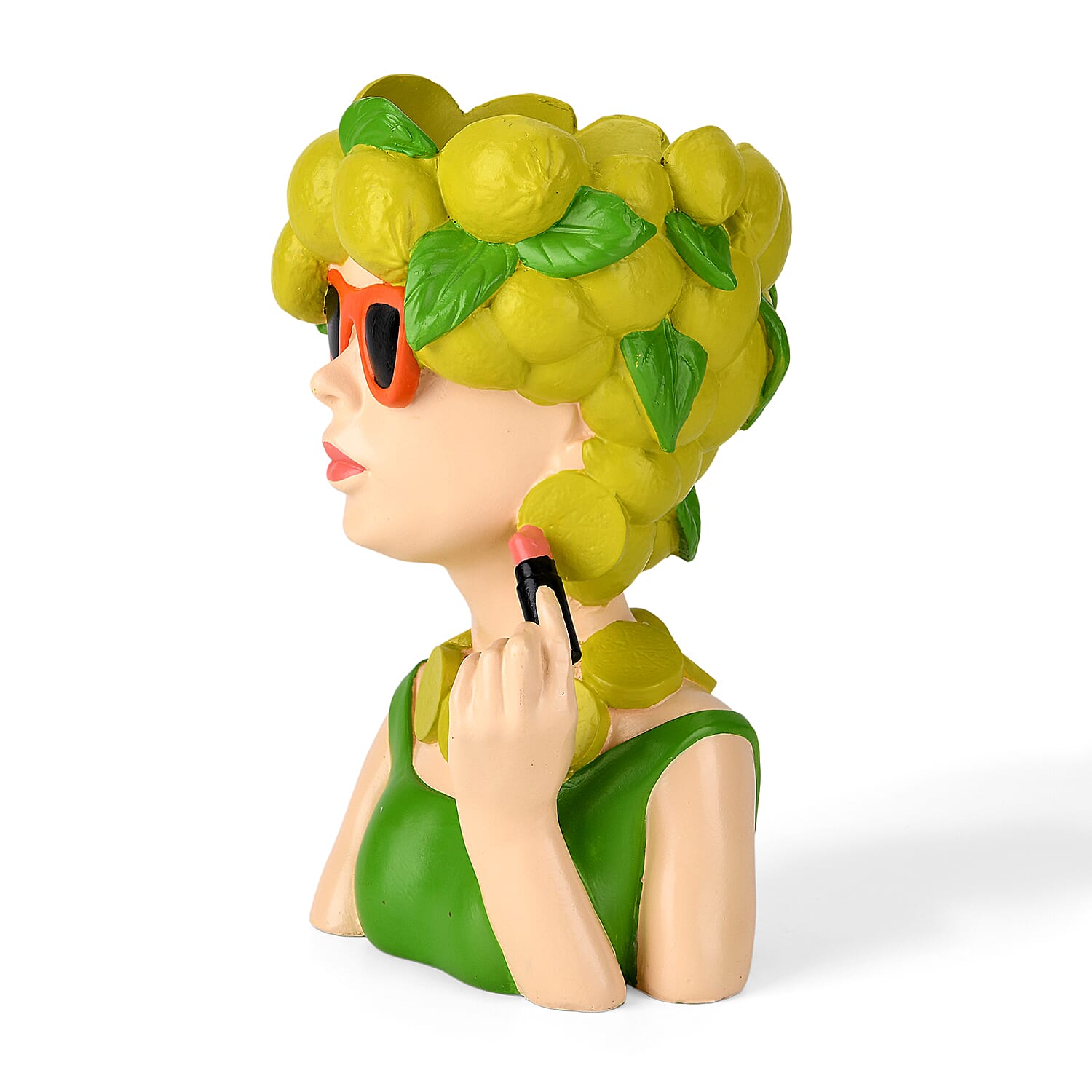 LIVMORE Lady Head Planter with Yellow Hair (15 x 15 x 25 cm)