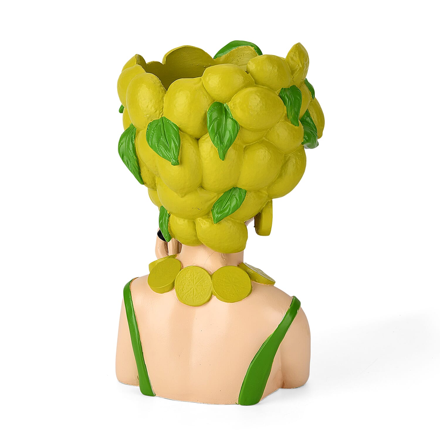LIVMORE Lady Head Planter with Yellow Hair (15 x 15 x 25 cm)