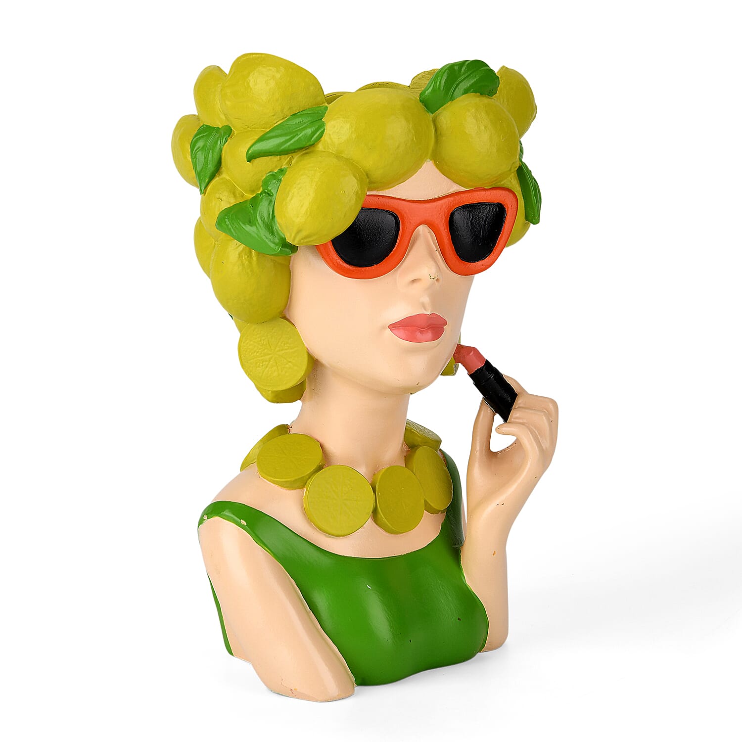 LIVMORE Lady Head Planter with Yellow Hair (15 x 15 x 25 cm)