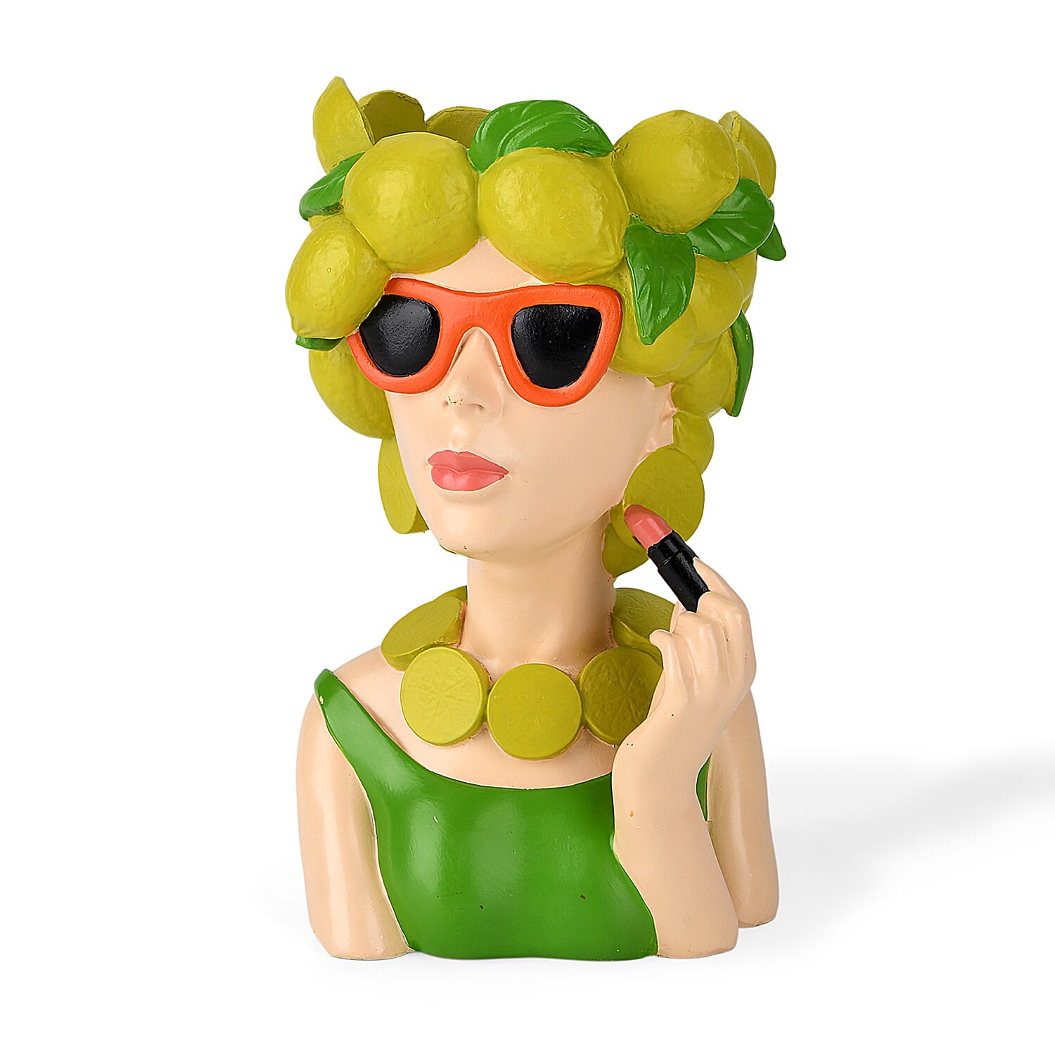 LIVMORE Lady Head Planter with Yellow Hair (15 x 15 x 25 cm)