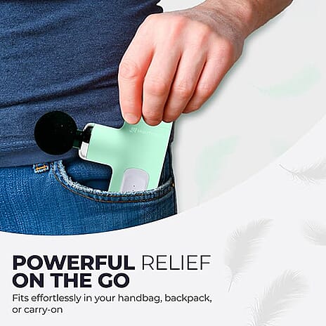 MightyMitts Portable Massage Gun for Deep Tissue Muscle Recovery with 4 Heads and 6 Speeds - Green